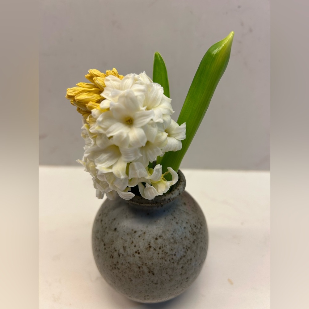 Miniature Ceramic Vase with brown, mauve tones and speckled. - Picture 2 of 5